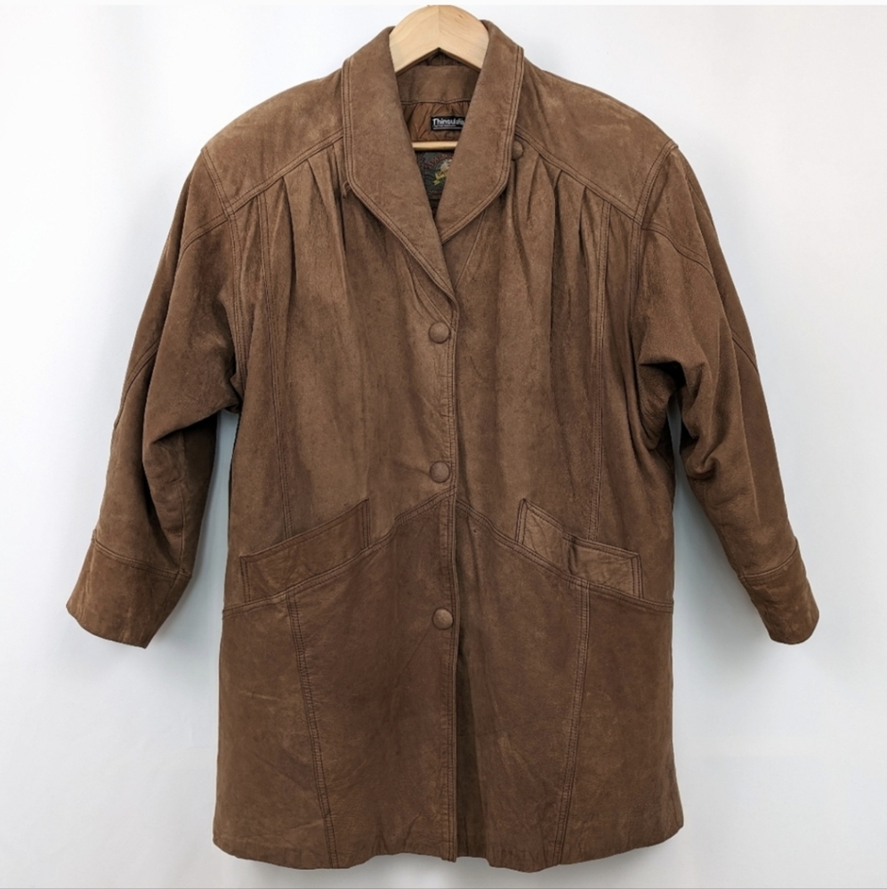 Wilsons Adventure Bound Car Coat Leather Bomber Style 90s Y2K Vintage Brown XL